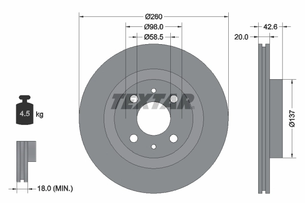 Тормозной диск TEXTAR 92112100