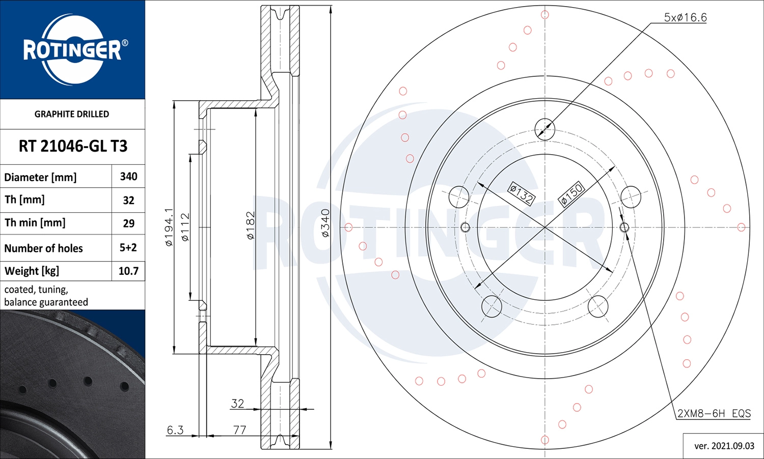 Тормозной диск ROTINGER RT 21046-GL T3