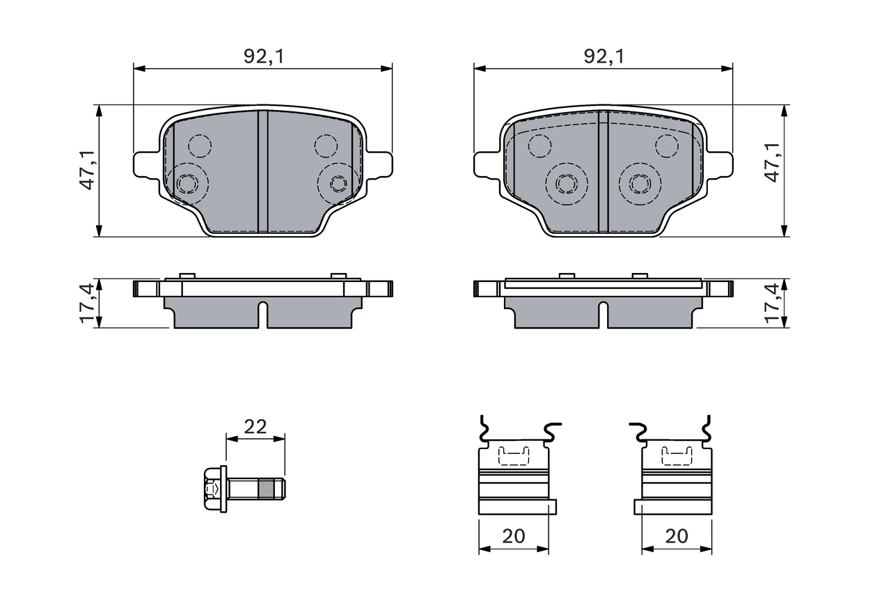 Комплект тормозных колодок дисковый тормоз BOSCH 0 986 460 143