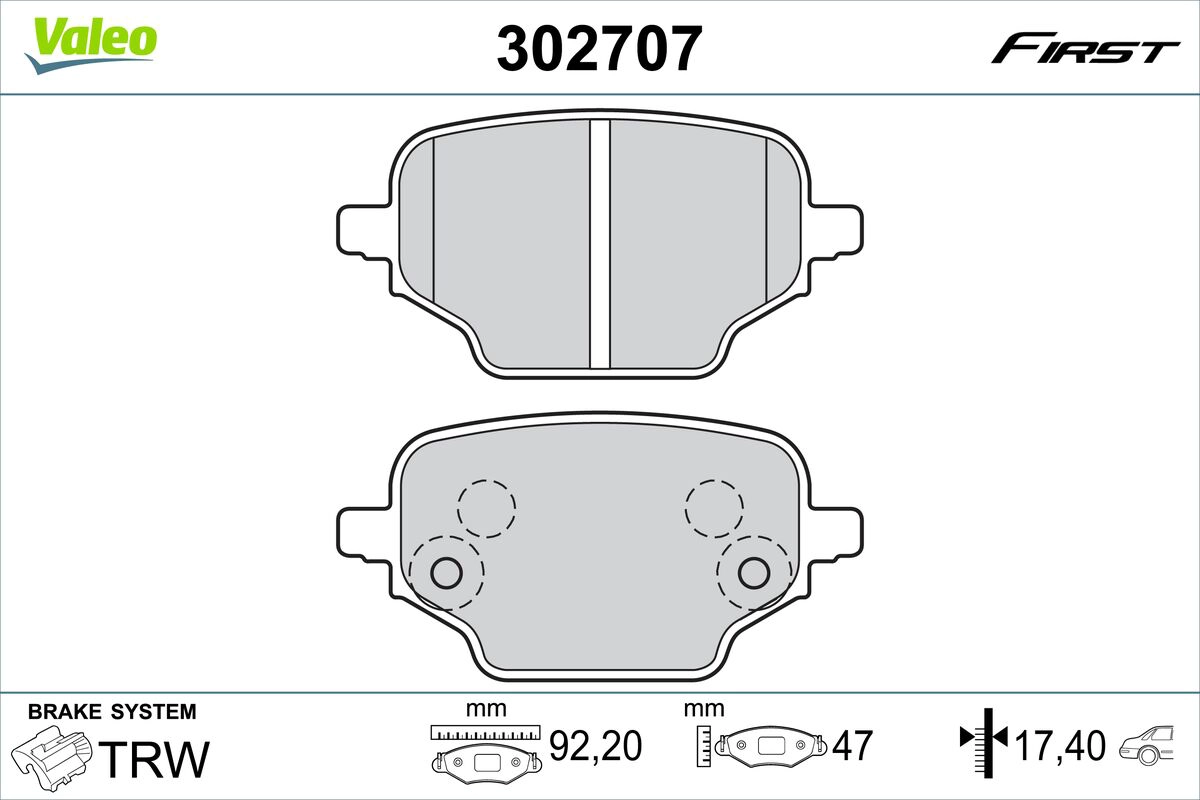 Комплект тормозных колодок дисковый тормоз VALEO 302707