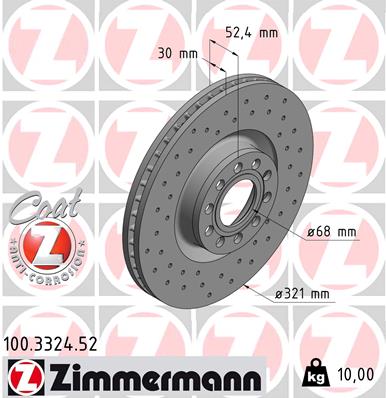 Тормозной диск ZIMMERMANN 100.3324.52