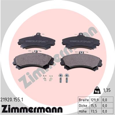 Комплект тормозных колодок дисковый тормоз ZIMMERMANN 21920.155.1