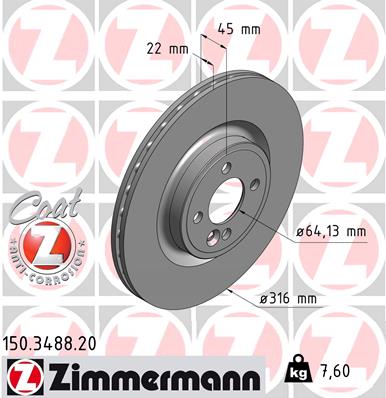 Тормозной диск ZIMMERMANN 150.3488.20