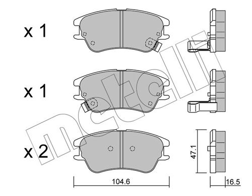 Комплект тормозных колодок дисковый тормоз METELLI 22-0502-0