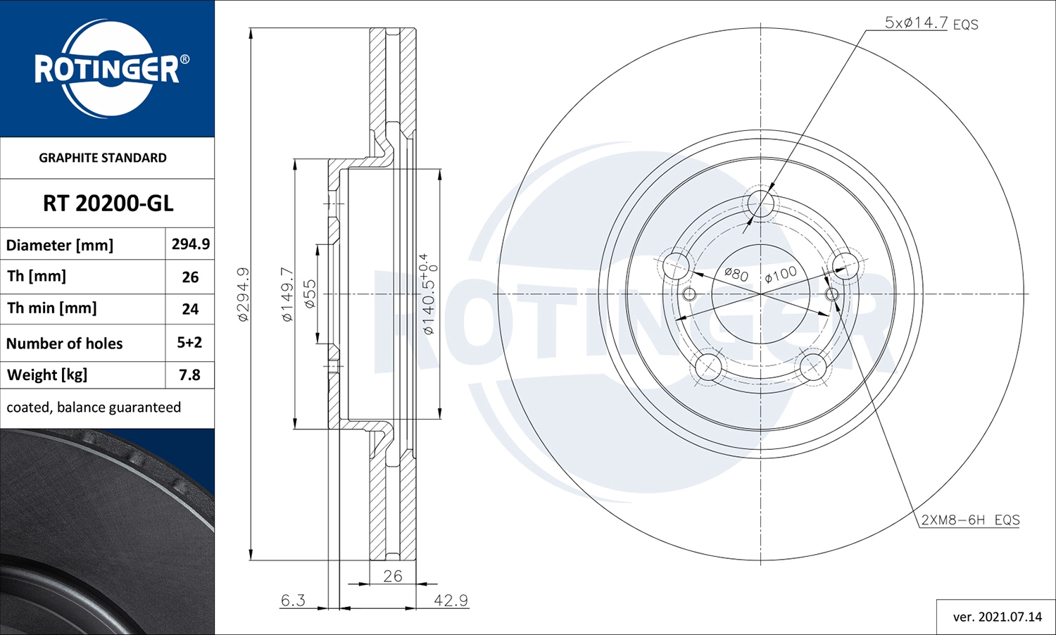 Тормозной диск ROTINGER RT 20200-GL