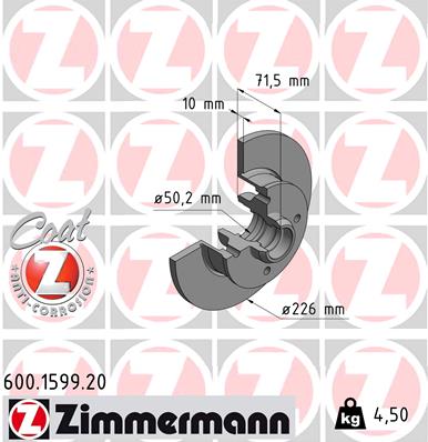 Тормозной диск ZIMMERMANN 600.1599.20