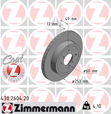 Тормозной диск ZIMMERMANN 430.2604.20