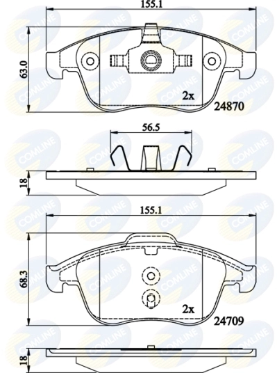 Комплект тормозных колодок дисковый тормоз COMLINE CBP02162