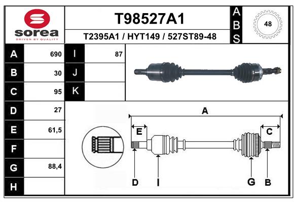 Приводной вал EAI T98527A1