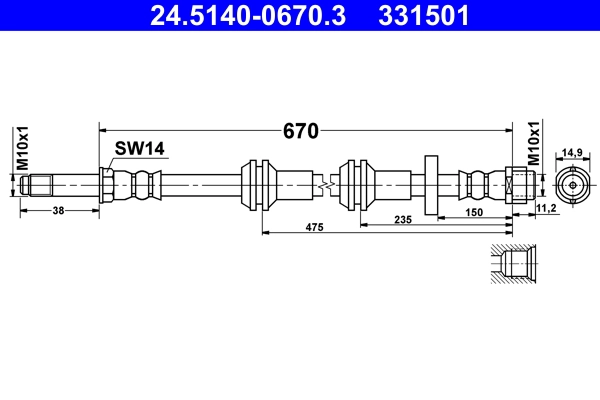 Тормозной шланг ATE 24.5140-0670.3