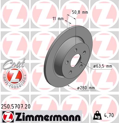 Тормозной диск coat z ZIMMERMANN 250.5707.20