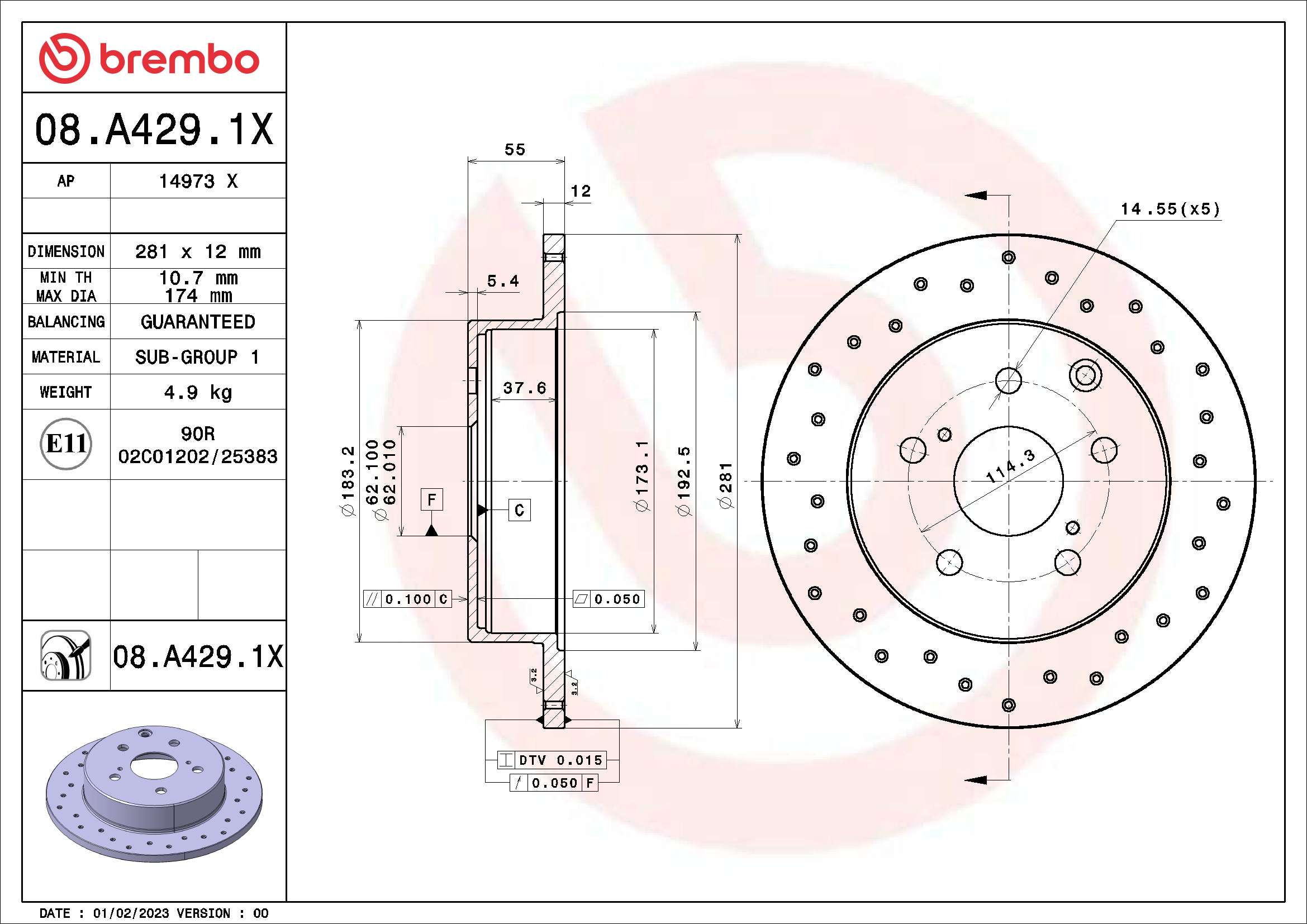 Тормозной диск xtra line - xtra BREMBO 08.A429.1X