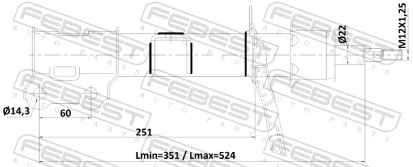 Амортизатор передний левый gas.twin tube FEBEST 12110-010FL