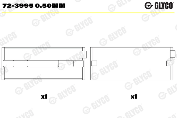 Подшипник коленвала GLYCO 72-3995 0.50MM