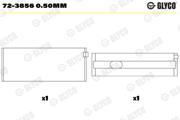 Подшипник коленвала GLYCO 72-3856 0.50MM