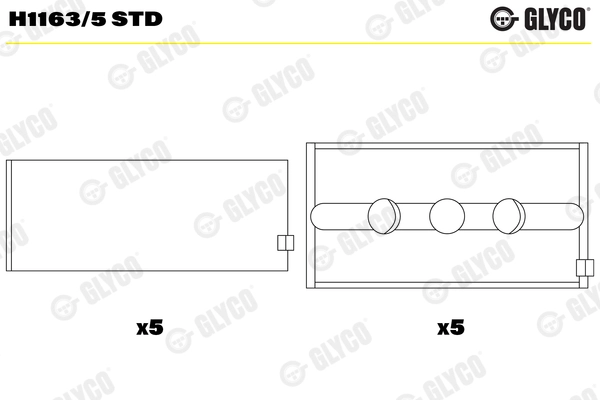 Подшипник коленвала GLYCO H1163/5 STD