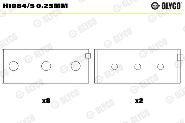 Подшипник коленвала GLYCO H1084/5 0.25MM