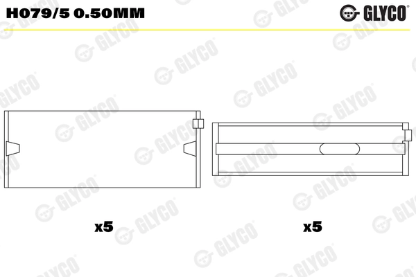 Подшипник коленвала GLYCO H079/5 0.50MM