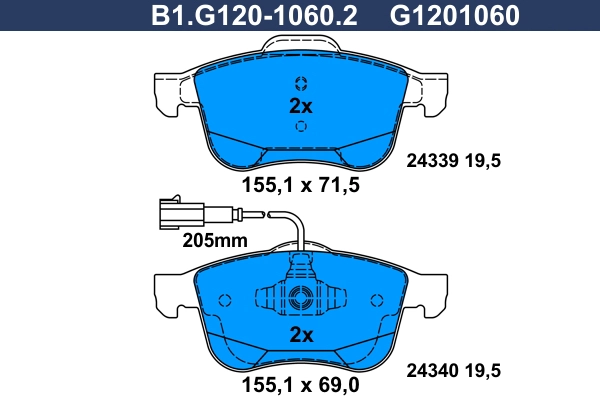 Тормозные колодки GALFER B1-G120-1060-2