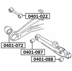 Сайлентблок задней тяги ASVA 0401-088