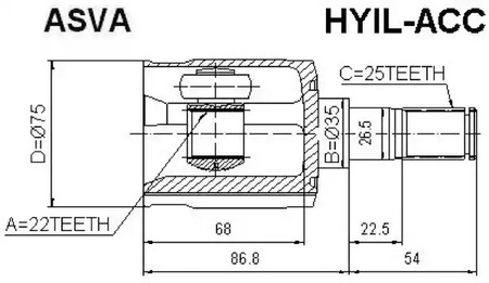 Шарнирный комплект приводной вал ASVA HYIL-ACC