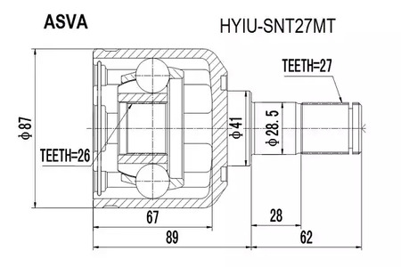 Шарнирный комплект приводной вал ASVA HYIU-SNT27MT