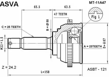 Шарнирный комплект приводной вал ASVA MT-11A47
