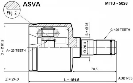 Шарнирный комплект приводной вал ASVA MTIU-5026