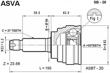 Шарнирный комплект приводной вал ASVA SB-26