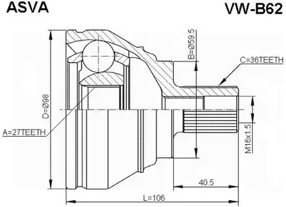 Шрус ASVA VW-B62
