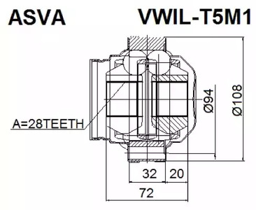 Шарнирный комплект приводной вал ASVA VWIL-T5M1