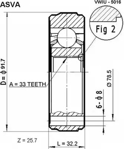 Шрус внутренний передний ASVA VWIU-5016