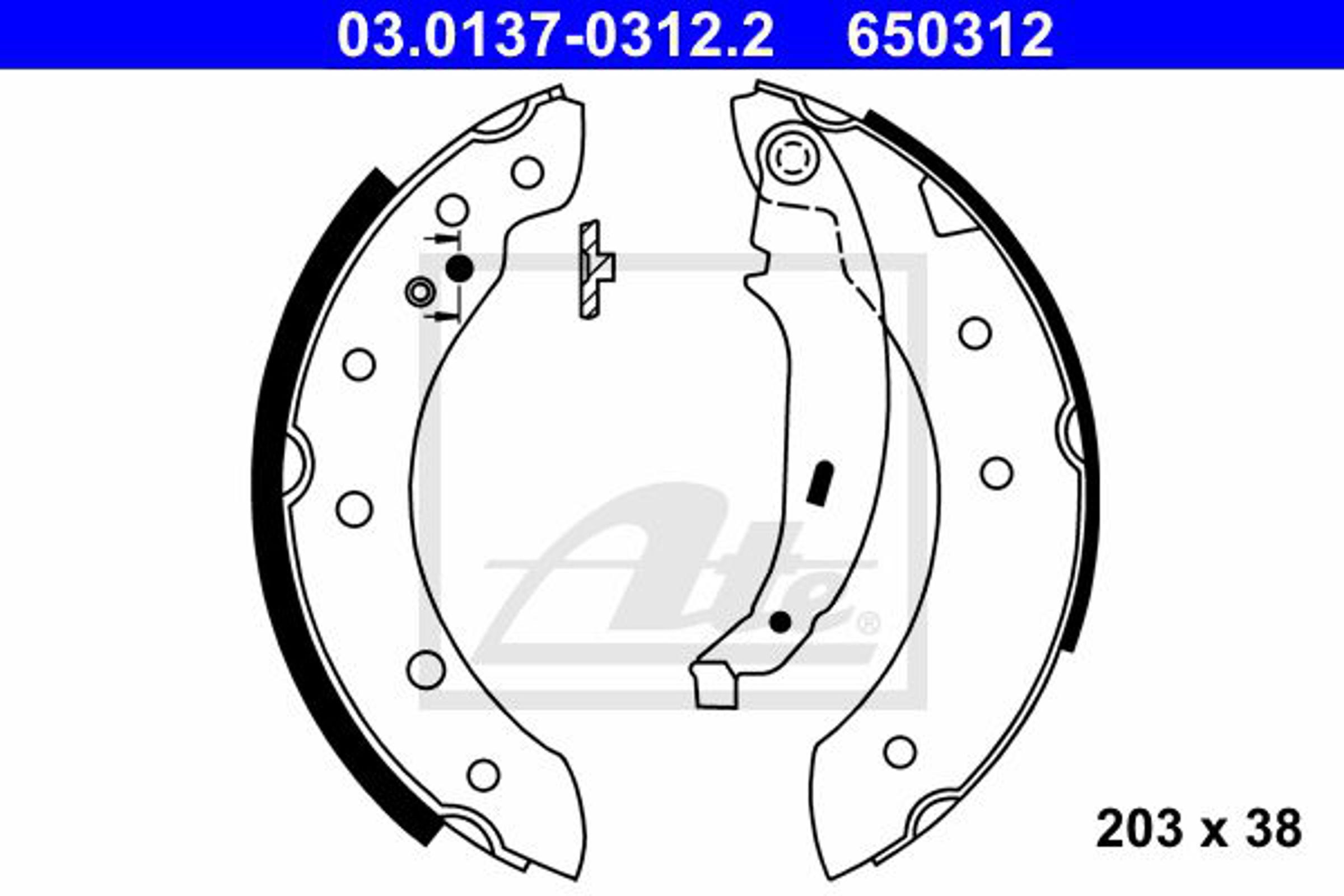 Колодки тормозные барабанные ATE 03.0137-0312.2