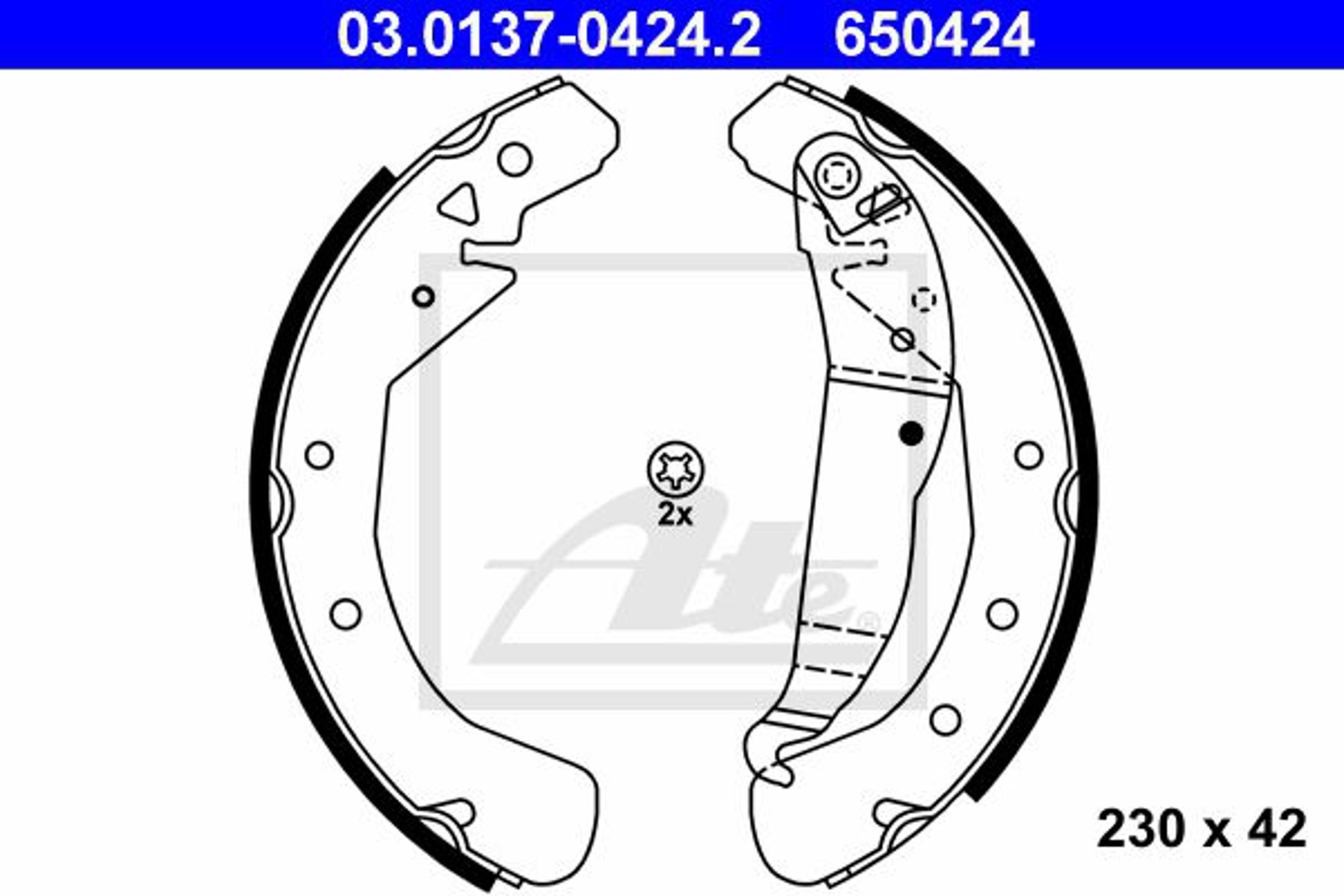Колодки тормозные барабанные ATE 03.0137-0424.2