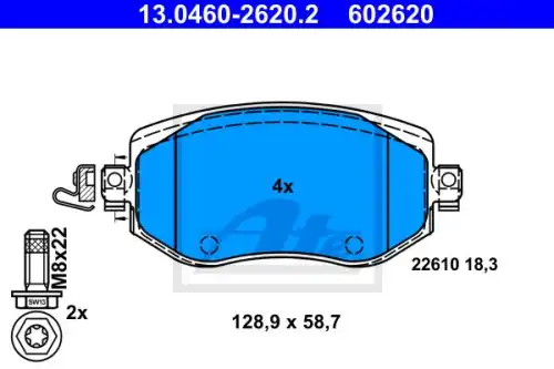 Колодки тормозные дисковые /комплект 4 шт/ ATE 13-0460-2620-2