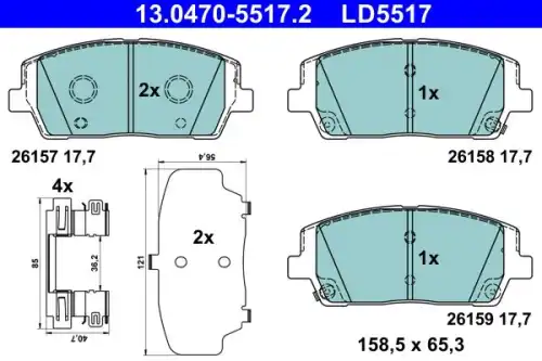 Колодки тормозные дисковые /комплект 4 шт/ ATE 13-0470-5517-2