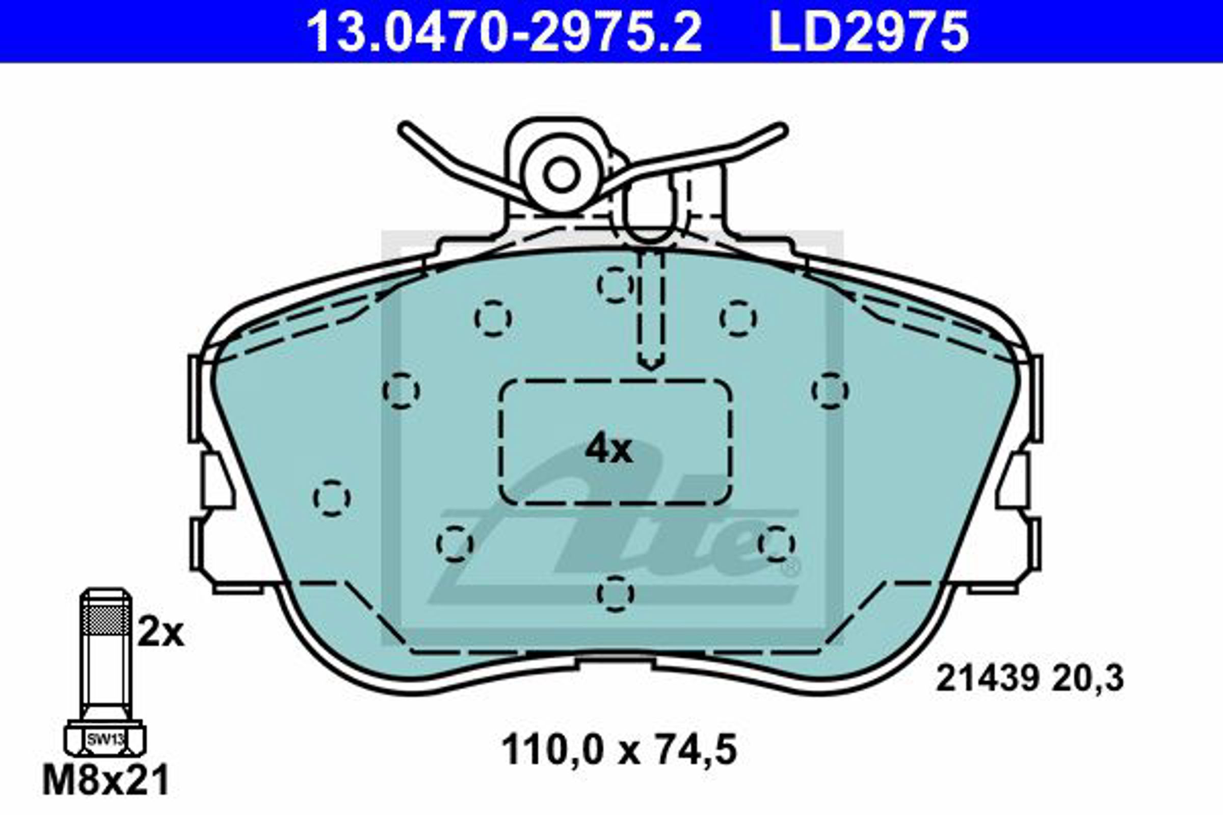 Колодки тормозные дисковые ATE 13.0470-2975.2