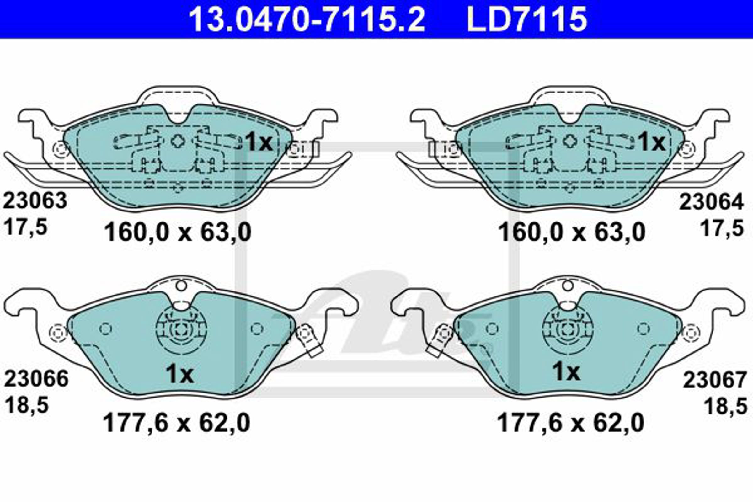Колодки тормозные дисковые ATE 13.0470-7115.2