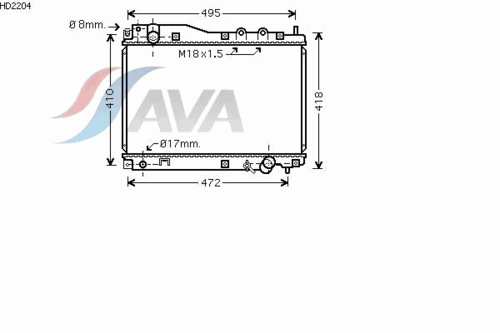Радиатор системы охлаждения honda civic vii hatchback ep/eu/ev 1.7cdti mtr. 4ee-2 01/02-09/05 мкпп AVA QUALITY COOLING HD2204