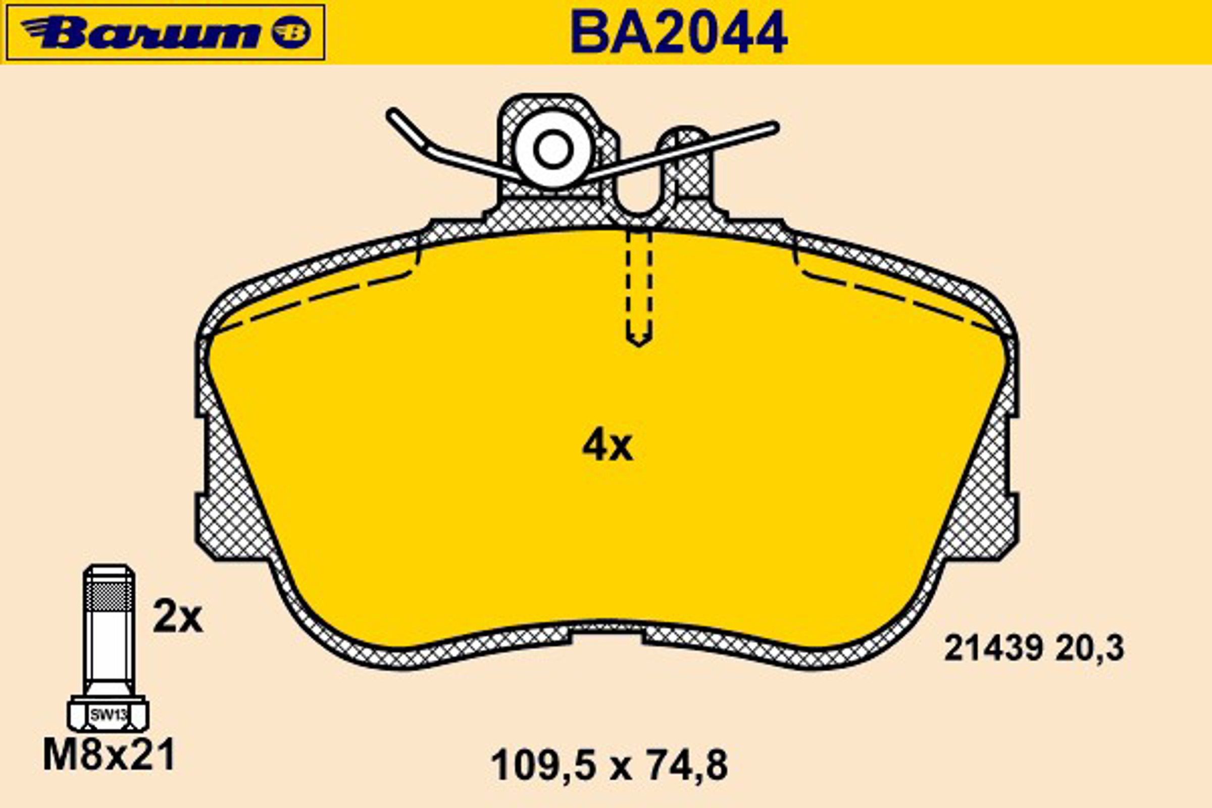 Колодки тормозные дисковые BARUM BA2044