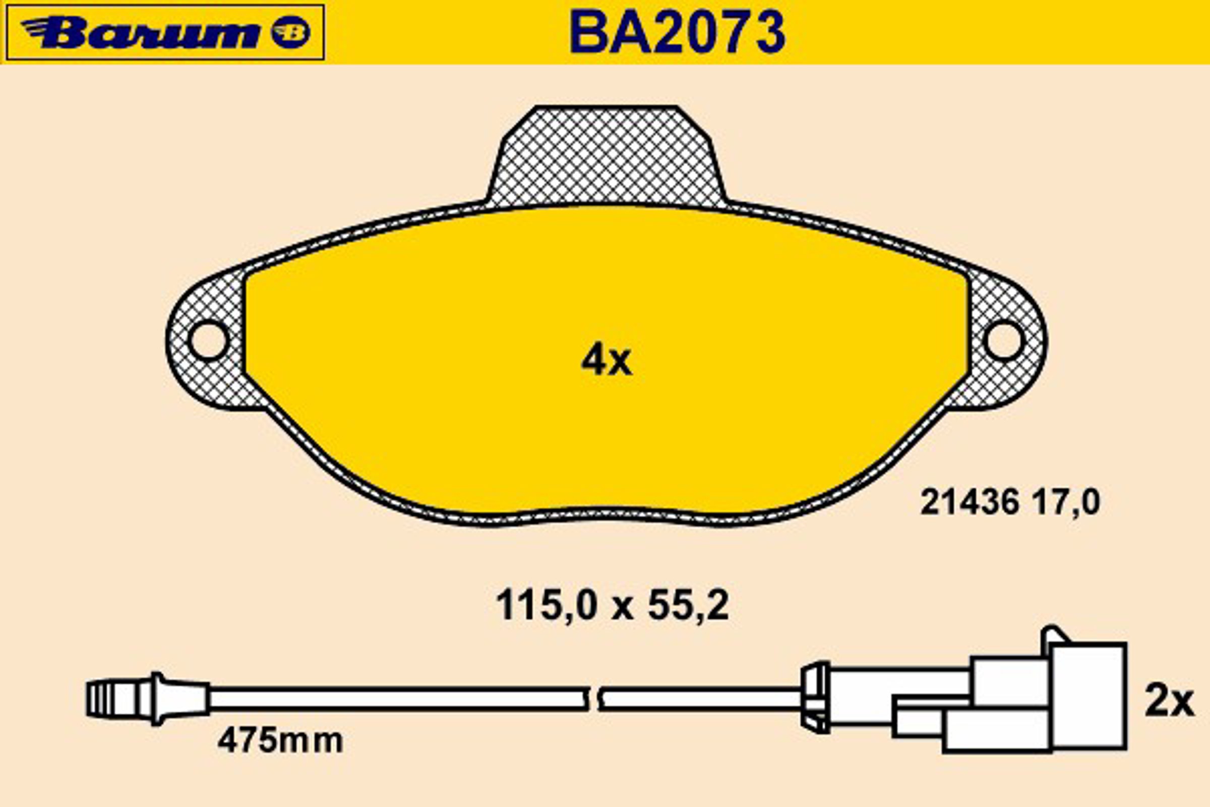 Колодки тормозные дисковые BARUM BA2073