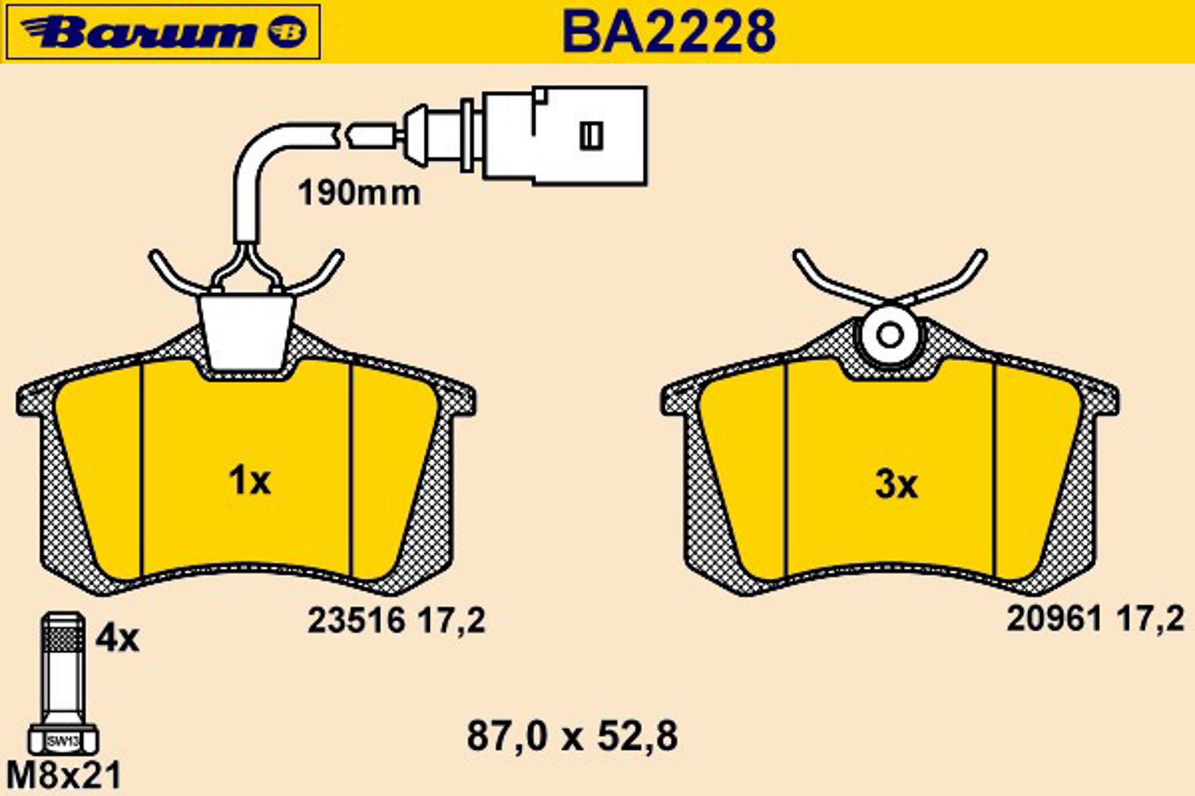 Колодки тормозные дисковые BARUM BA2228