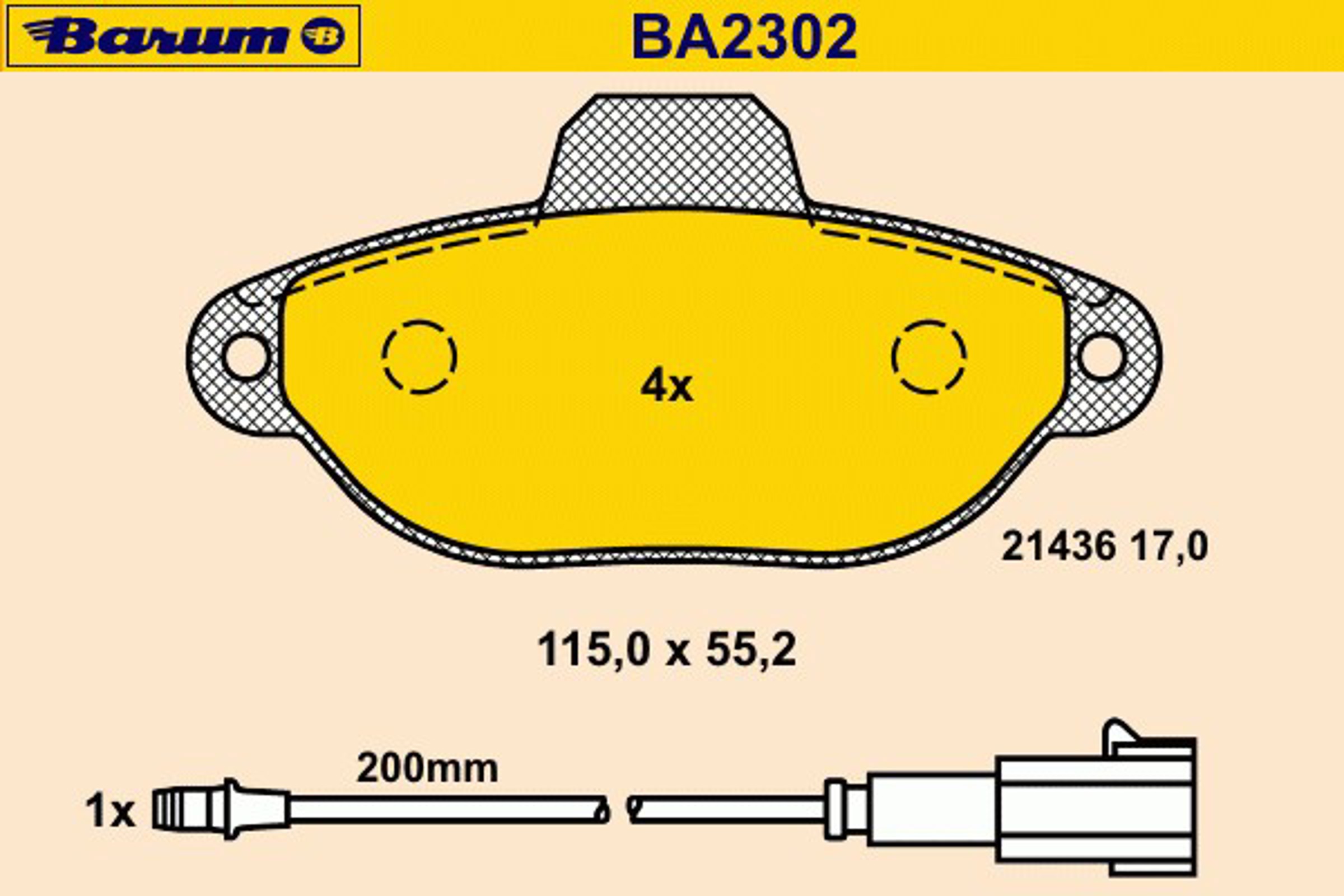 Колодки тормозные дисковые BARUM BA2302