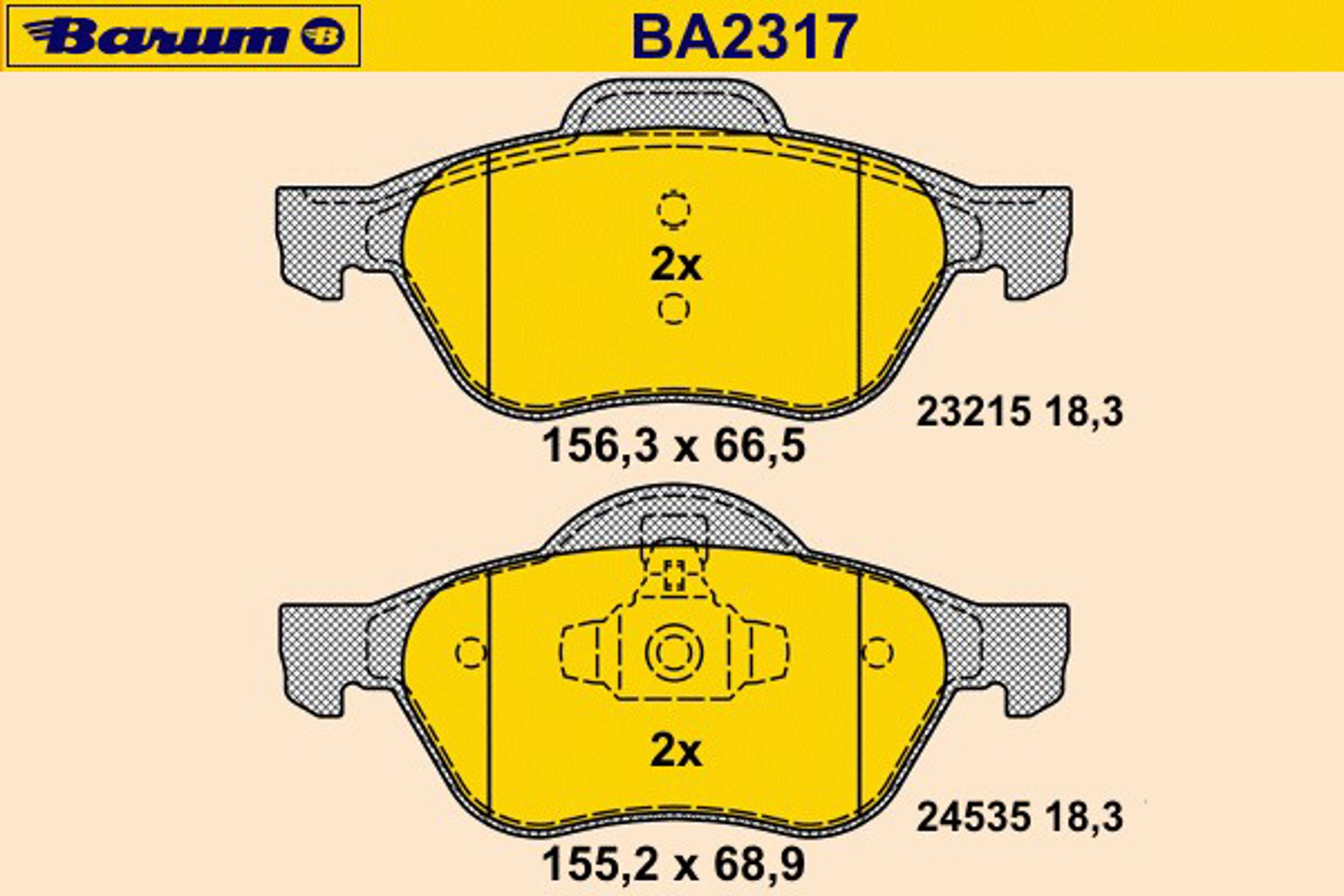 Колодки тормозные дисковые BARUM BA2317