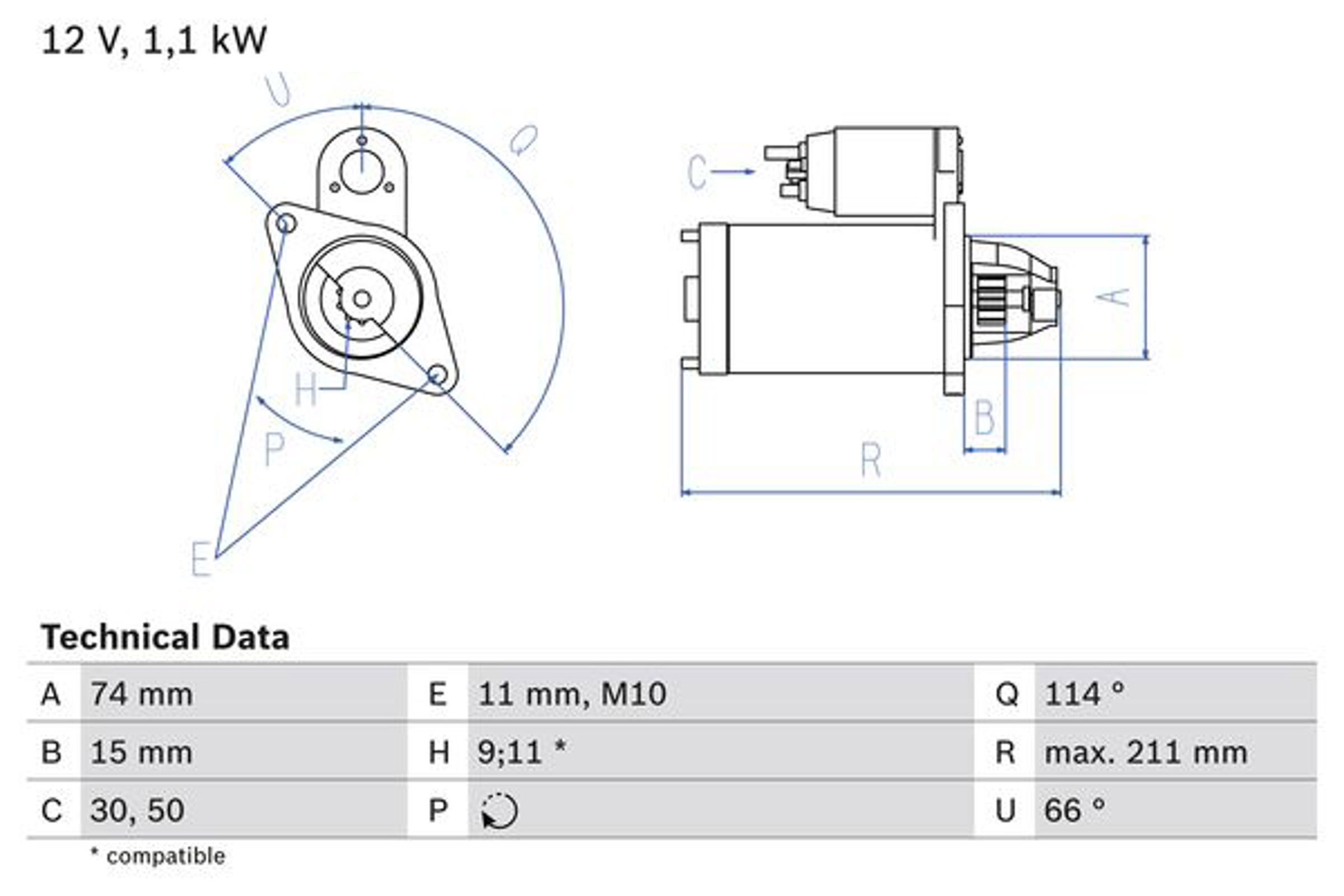 Стартер BOSCH 0986018480