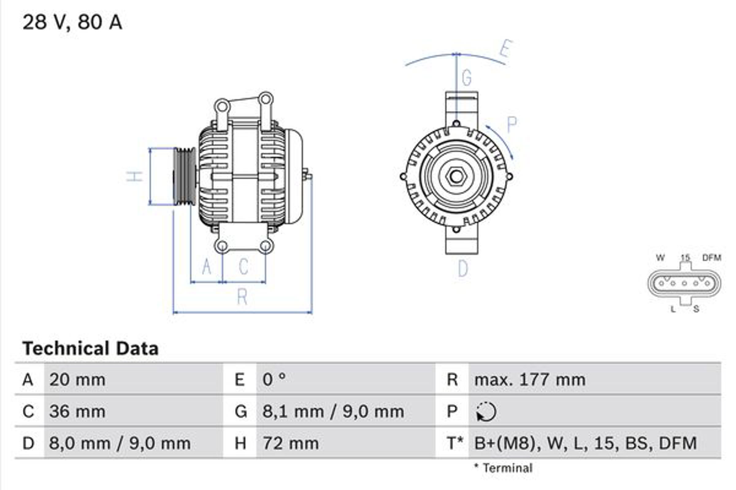 Генератор BOSCH 0986046580