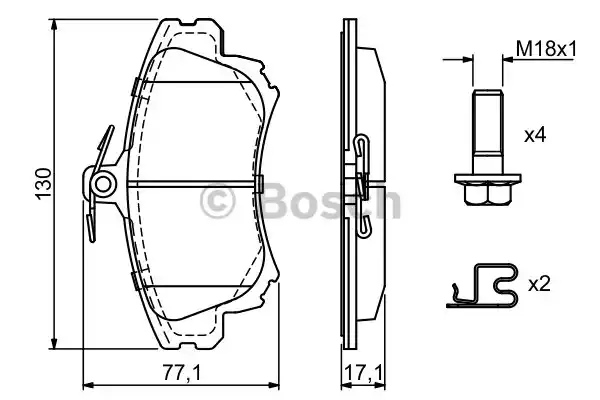 Комплект тормозных колодок дискового тормоза BOSCH 0986424541