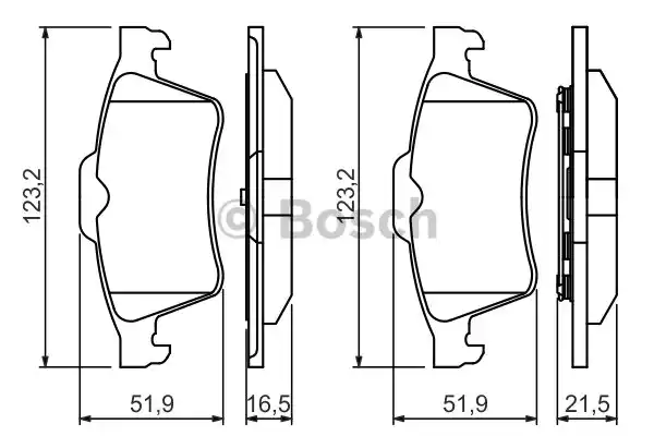 Комплект тормозных колодок дискового тормоза BOSCH 0986494032