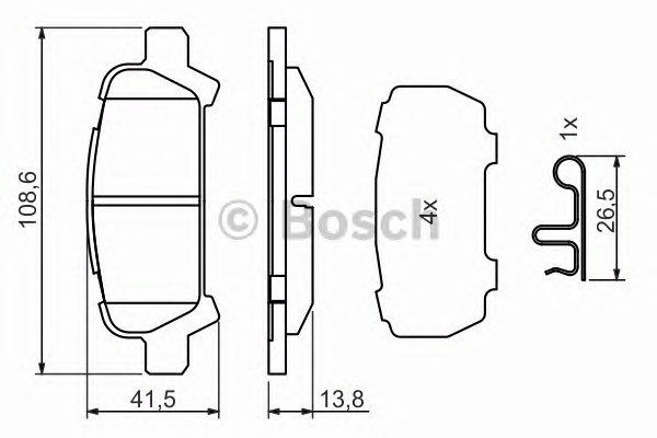 Комплект тормозных колодок дискового тормоза BOSCH 0986494445