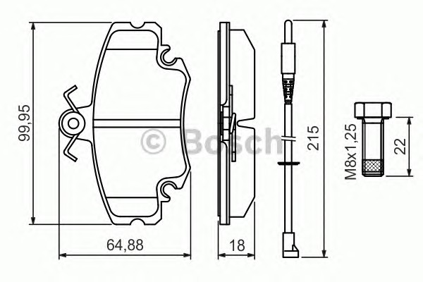 Комплект тормозных колодок дискового тормоза BOSCH 0986494522